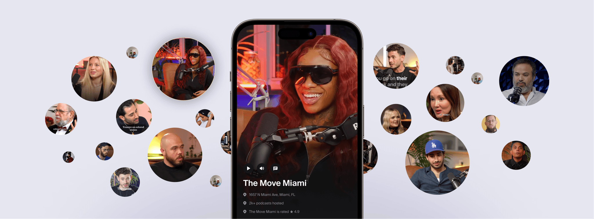 screenshot of the app with bubbles of people